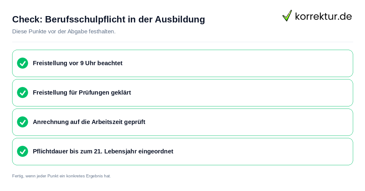 Check: Berufsschulpflicht in der Ausbildung Berufsschulpflicht in der Ausbildung: Prüfliste mit vier Punkten