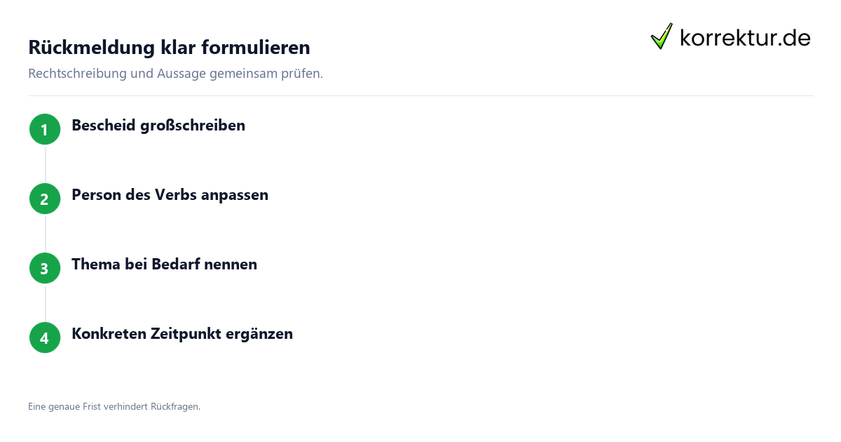 Bescheid geben Beispiele