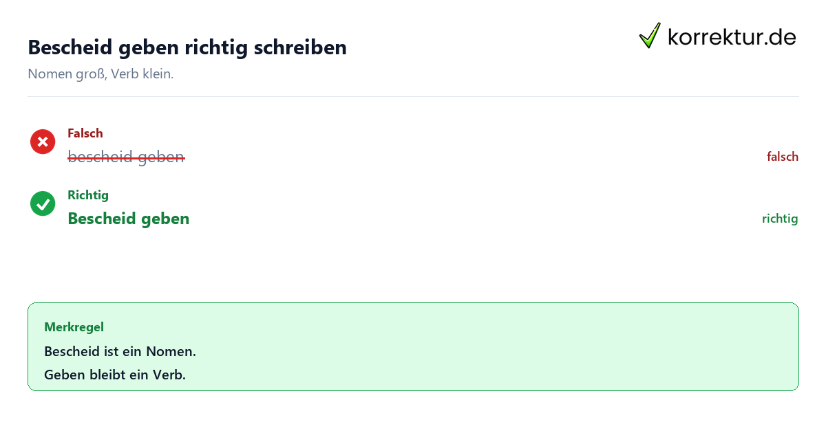 Bescheid geben groß oder klein: richtige Schreibweise