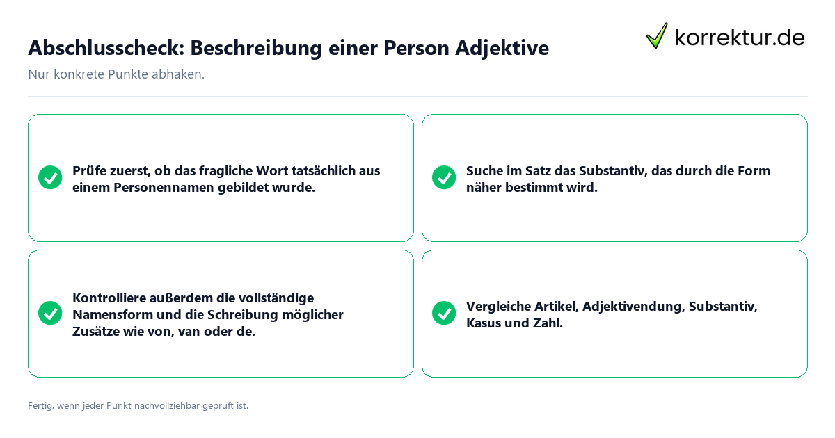 Abschlusscheck: Beschreibung einer Person Adjektive Konkreter Abschlusscheck zu Beschreibung einer Person Adjektive