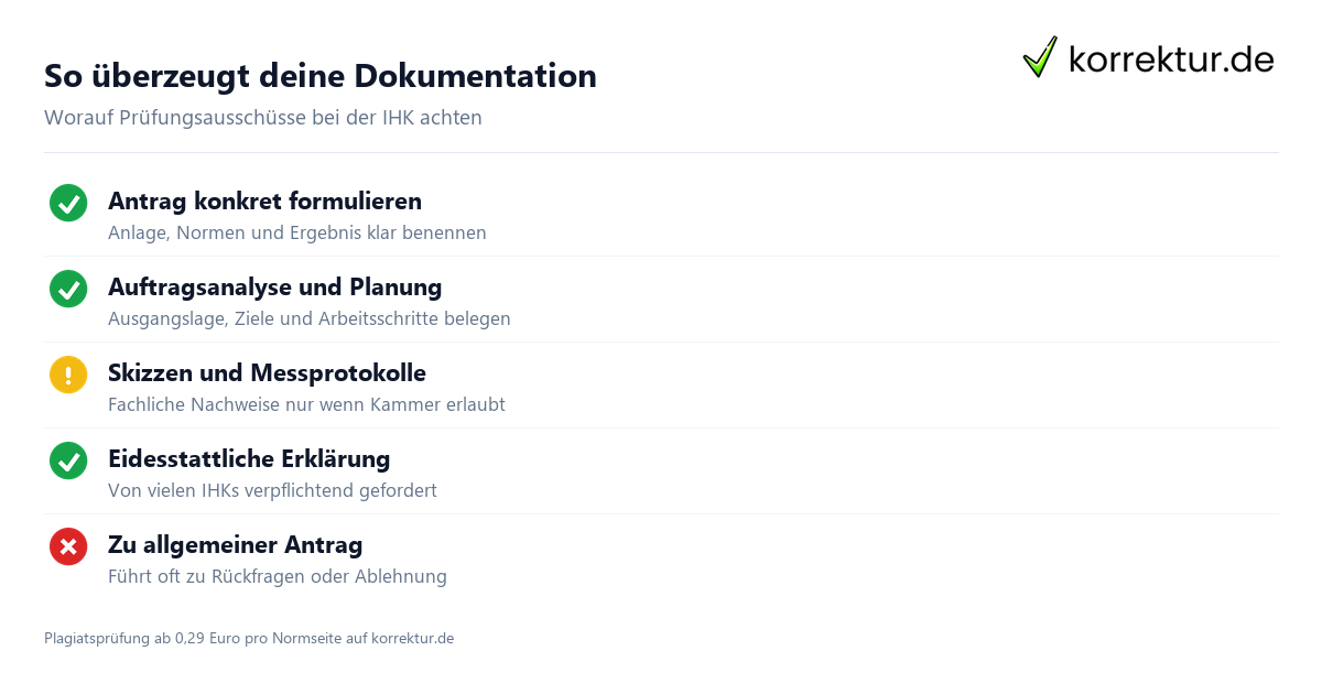 Betrieblicher Auftrag: Checkliste für Antrag und Dokumentation