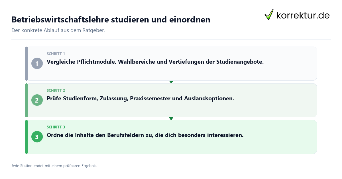 Konkrete Schritte zu Betriebswirtschaftslehre studieren und einordnen