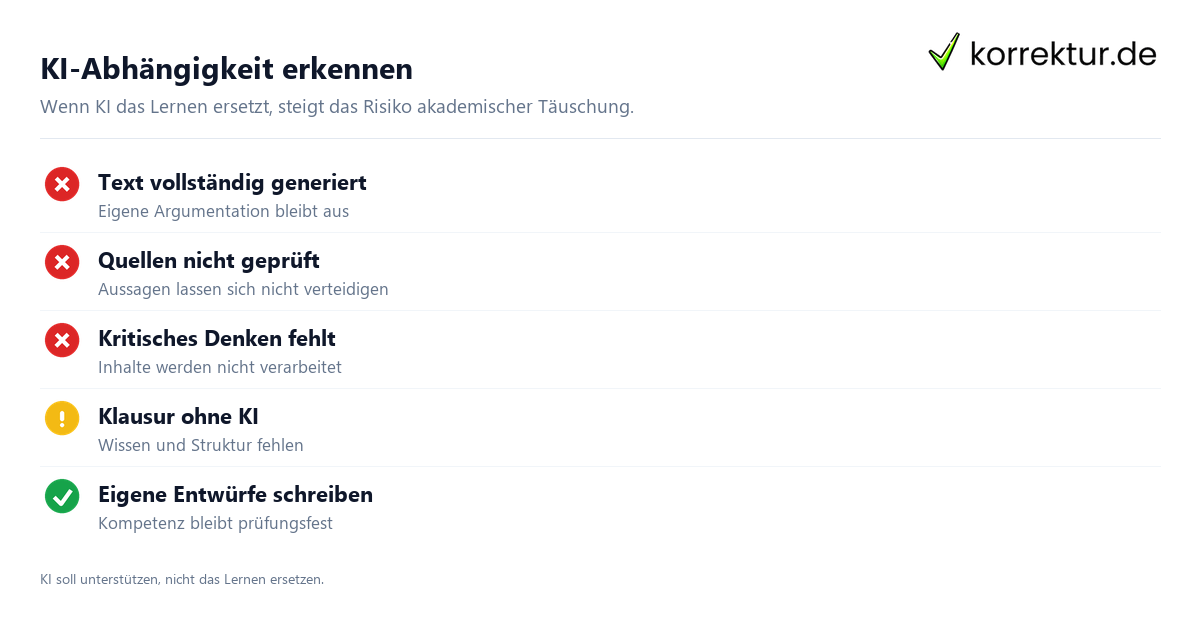 Akademische Täuschung durch KI-Abhängigkeit im Studium erkennen