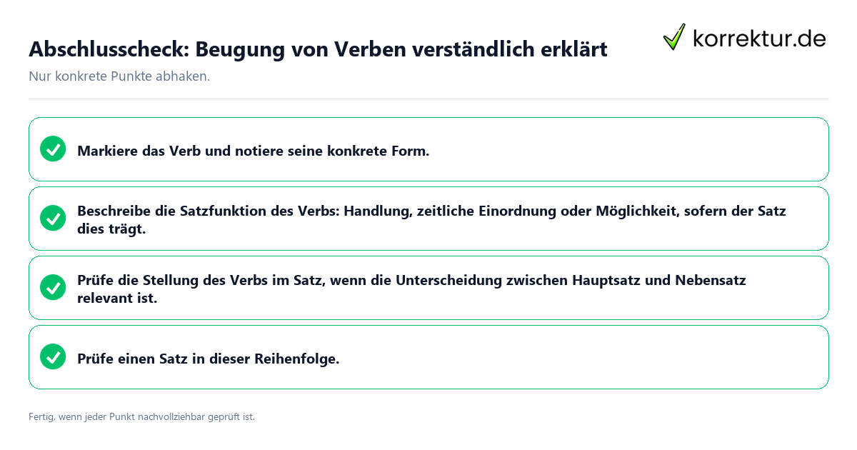 Konkreter Abschlusscheck zu Beugung von Verben verständlich erklärt