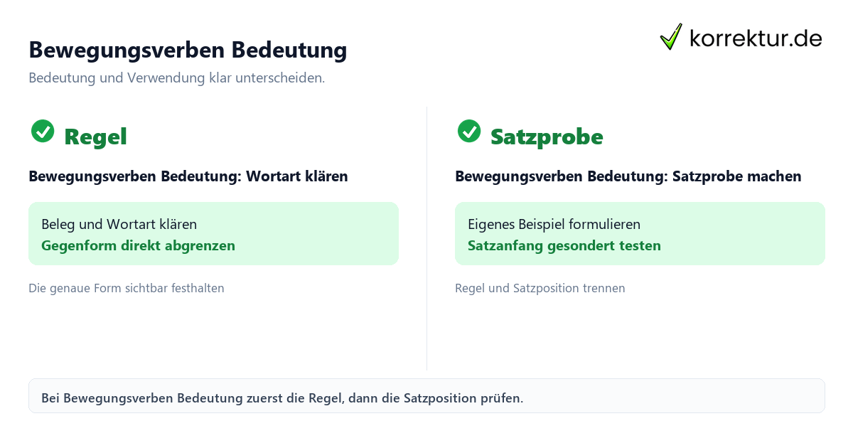 Bewegungsverben Bedeutung mit Bedeutung und passender Verwendung im Vergleich