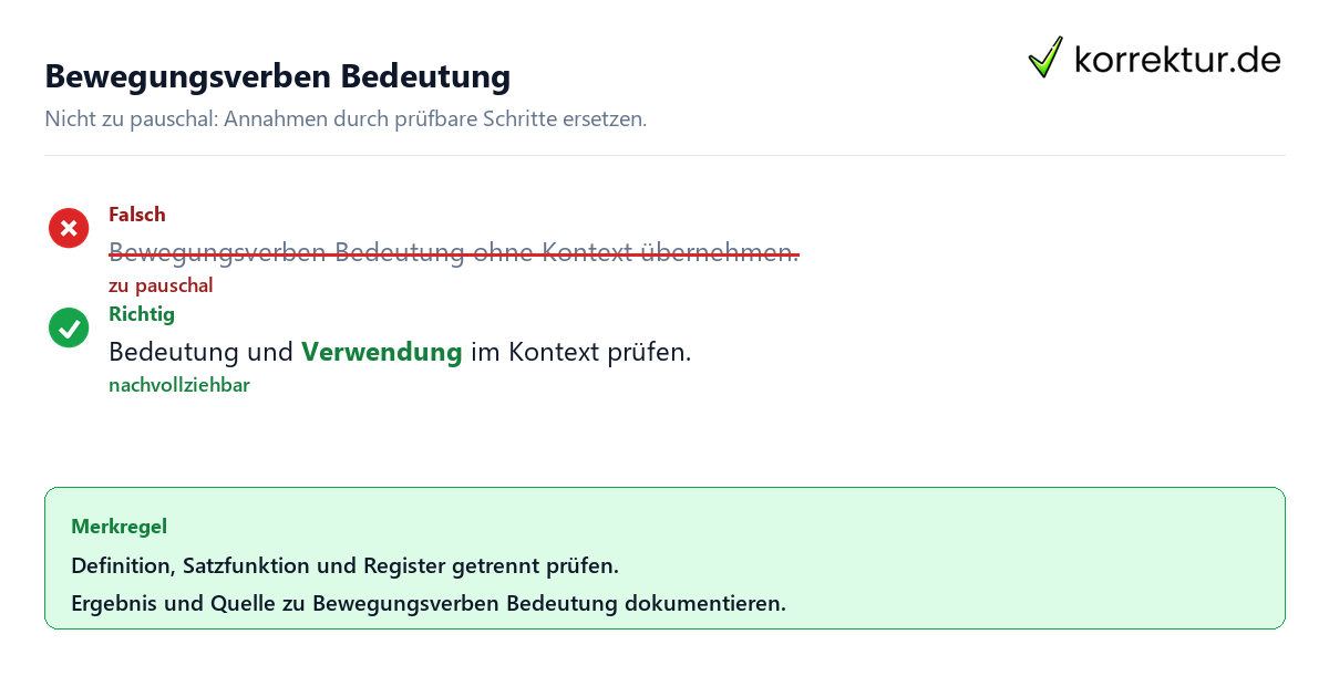 Ungeeignete und belastbare Vorgehensweise bei Bewegungsverben Bedeutung
