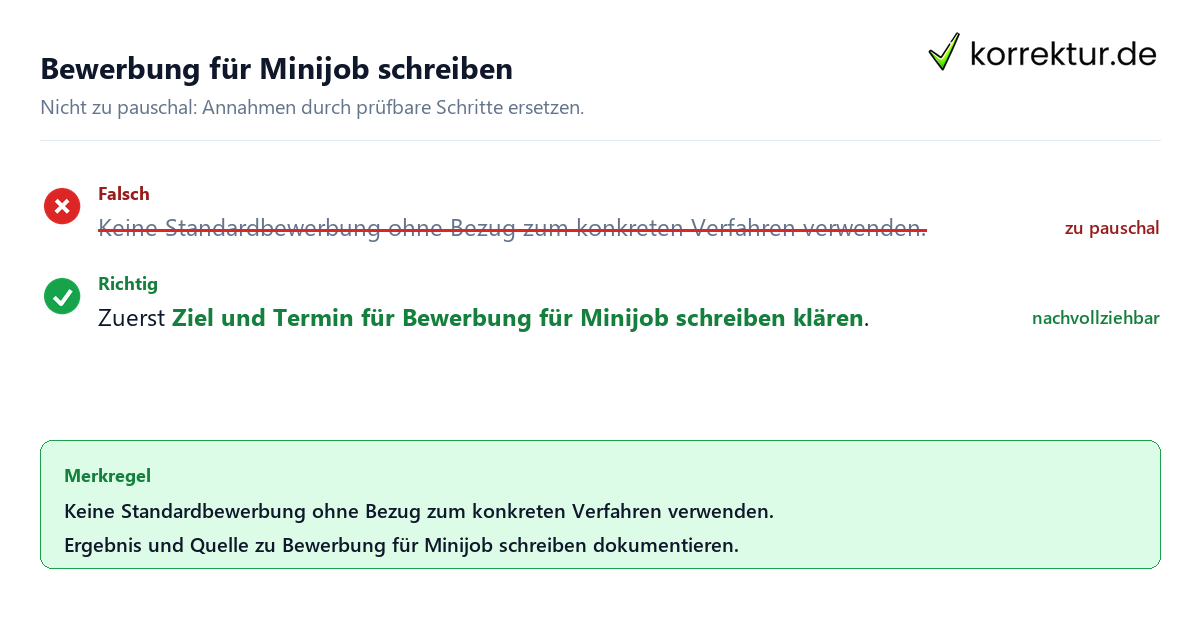 Ungeeignete und belastbare Vorgehensweise bei Bewerbung für Minijob schreiben