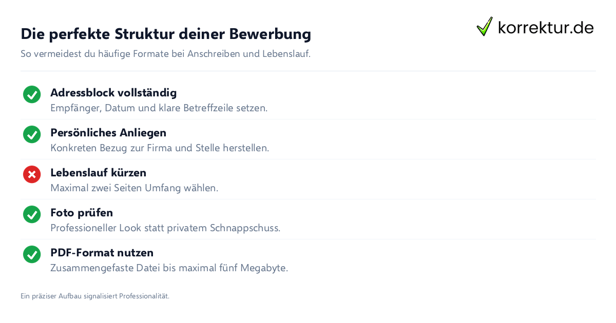 Die perfekte Struktur deiner Bewerbung Checkliste: So baust du deine Bewerbung richtig auf