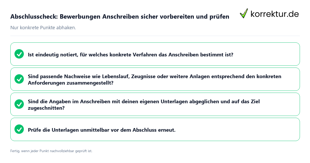 Konkreter Abschlusscheck zu Bewerbungen Anschreiben sicher vorbereiten und prüfen