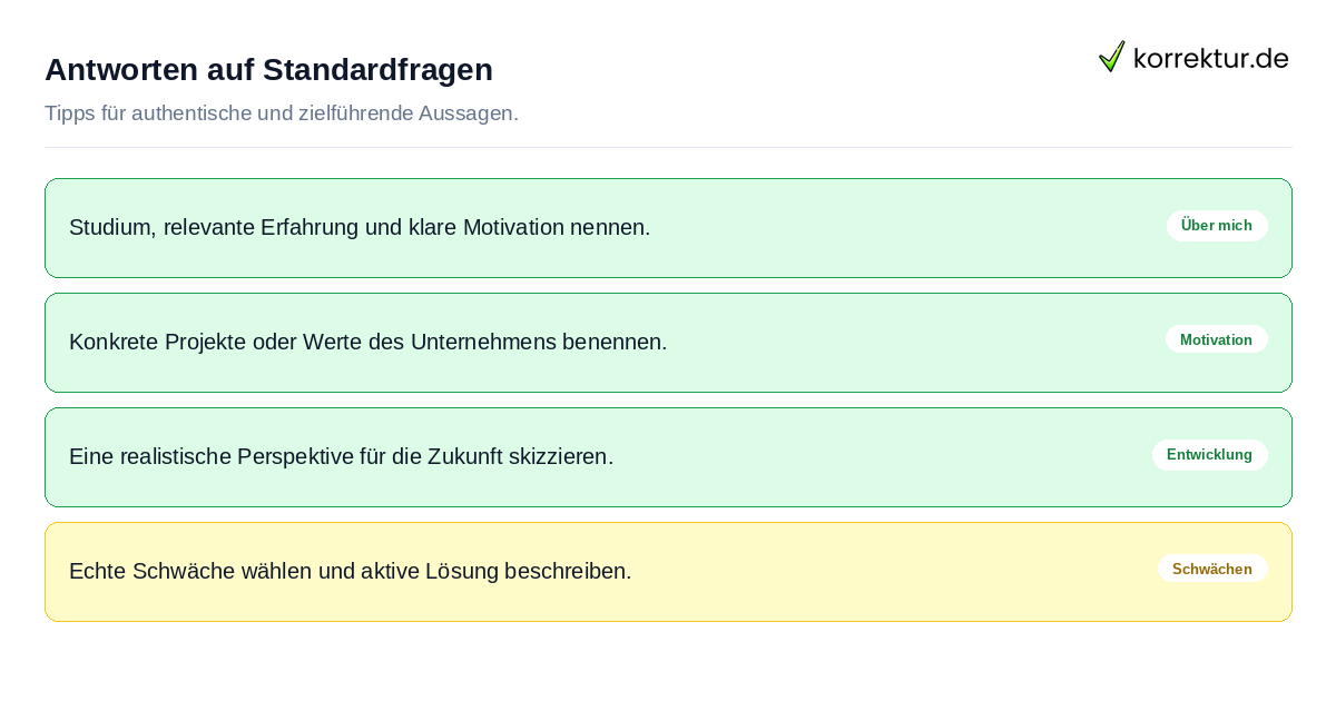 Checkliste für gute Antworten auf häufige Interview-Fragen