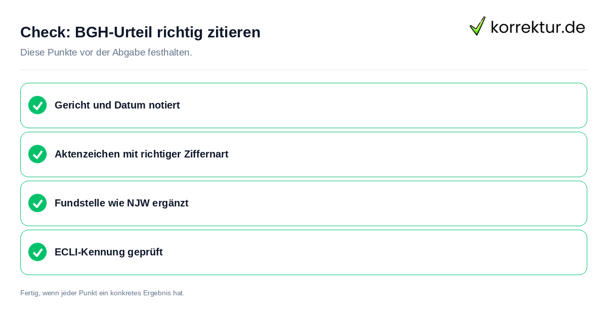 BGH-Urteil richtig zitieren: Prüfliste mit vier Punkten