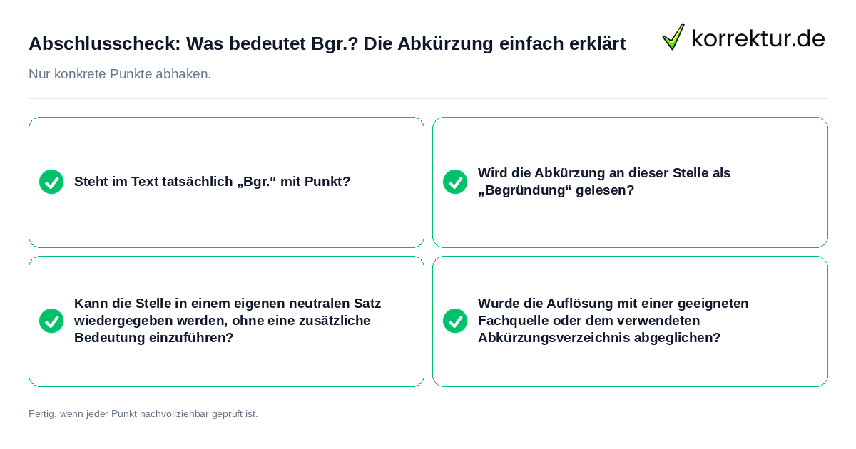 Abschlusscheck: Was bedeutet Bgr.? Die Abkürzung einfach erklärt Konkreter Abschlusscheck zu Was bedeutet Bgr.? Die Abkürzung einfach erklärt