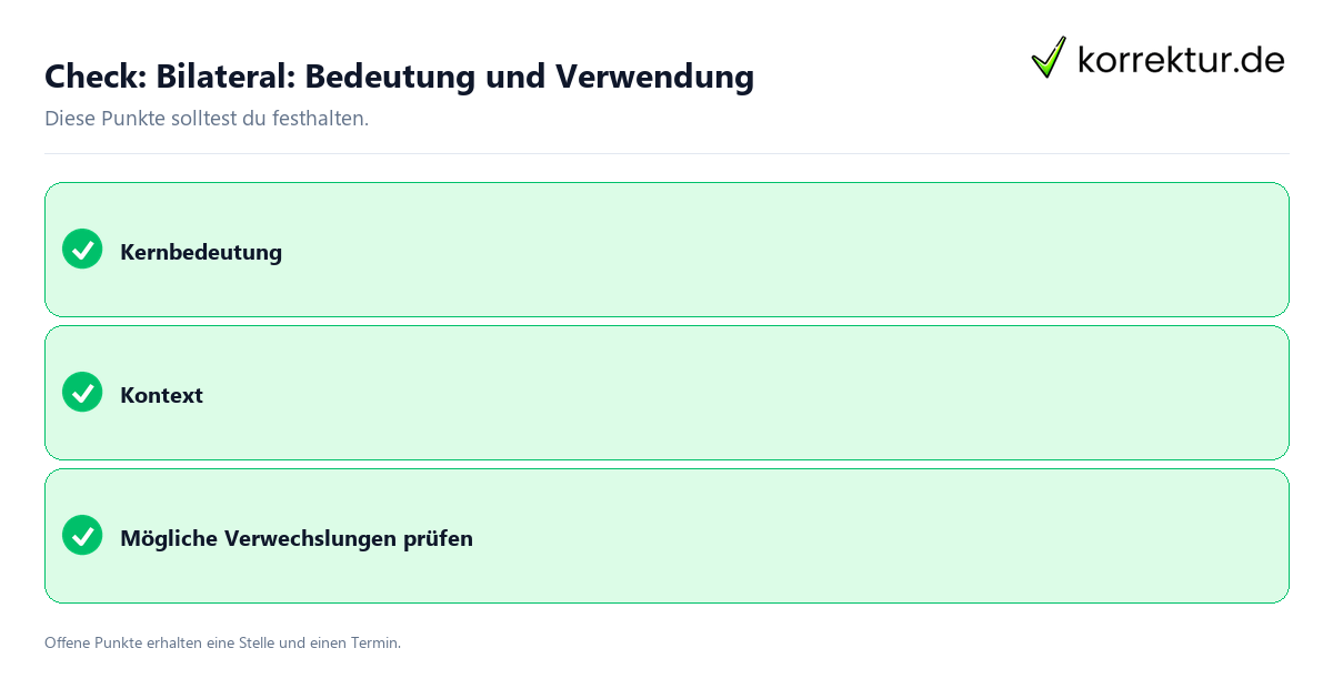 Bilateral: Bedeutung und Verwendung mit Checkliste für Unterlagen und nächste Schritte