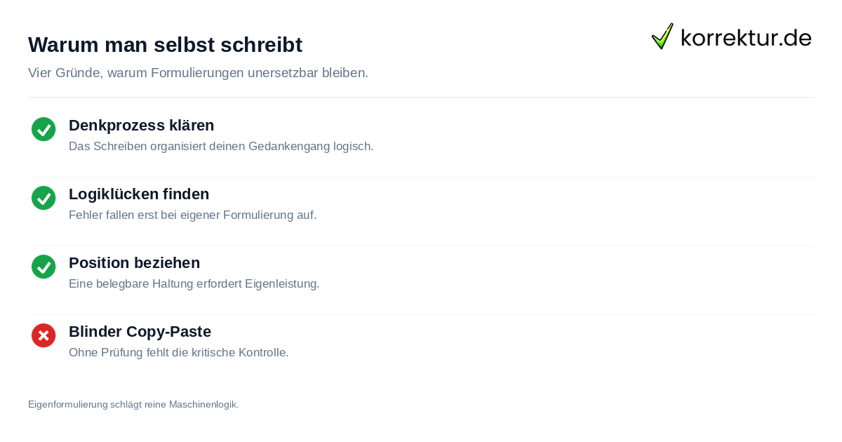 Warum man selbst schreibt Checkliste akademisches Schreiben trotz KI Nutzung