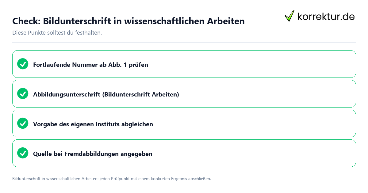 Check: Bildunterschrift in wissenschaftlichen Arbeiten Bildunterschrift in wissenschaftlichen Arbeiten mit einer themenspezifischen Checkliste