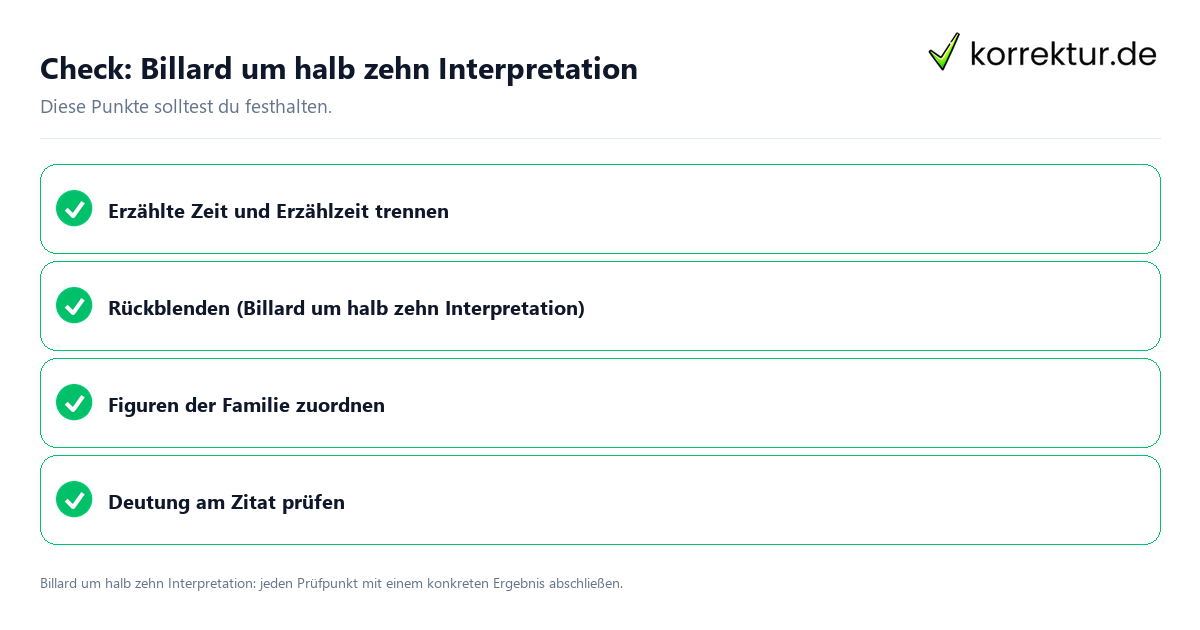 Billard um halb zehn Interpretation mit einer themenspezifischen Checkliste