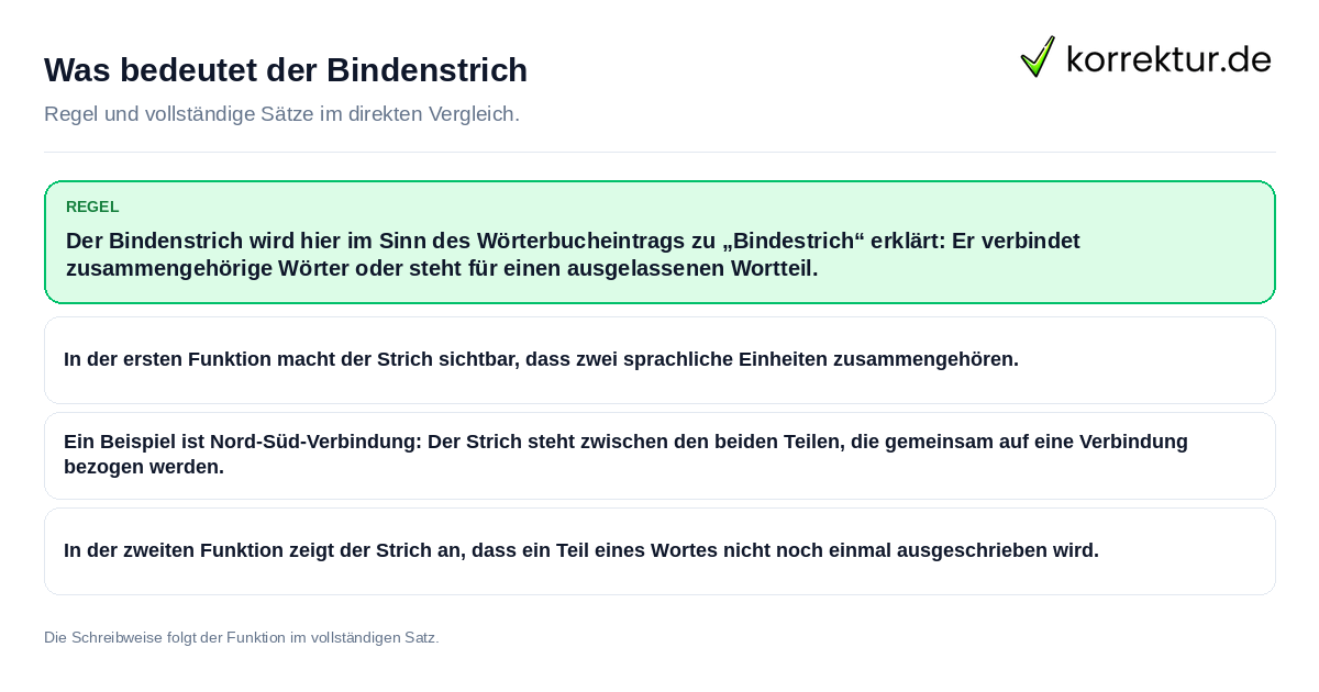 Was bedeutet der Bindenstrich Konkrete Regel und vollständige Beispielsätze zu Was bedeutet der Bindenstrich