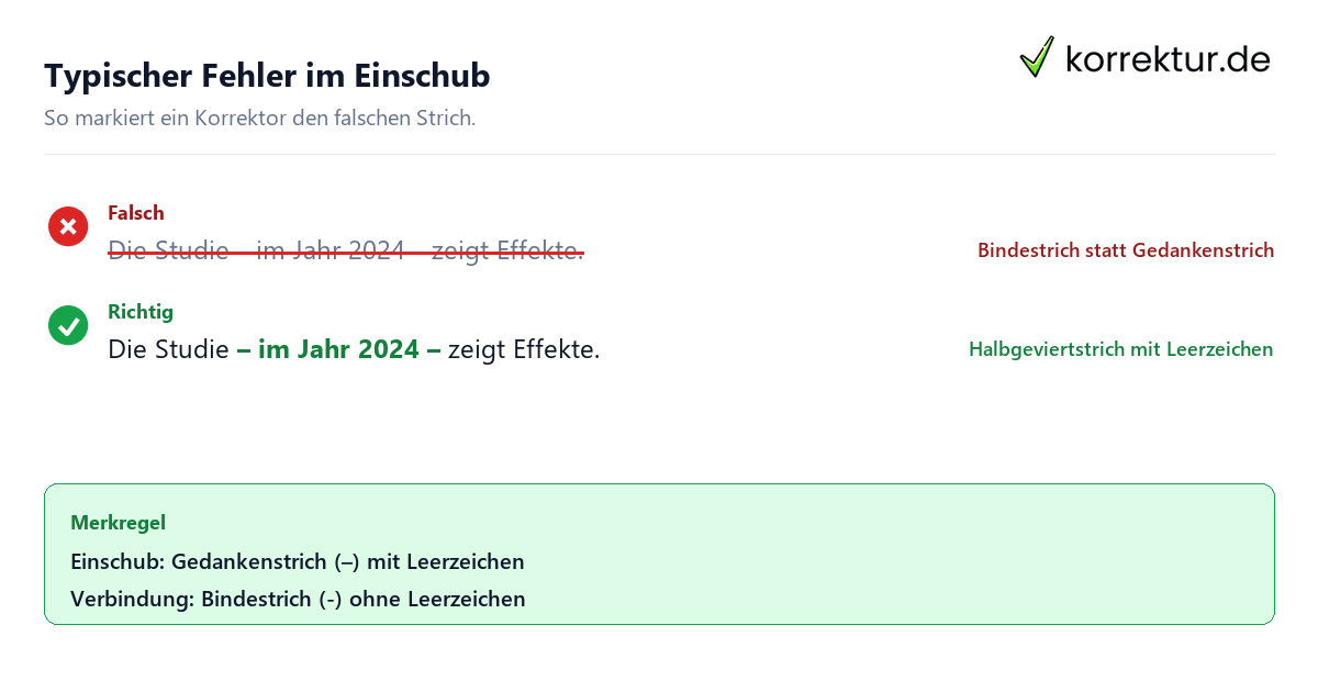 Bindestrich vs. Gedankenstrich
