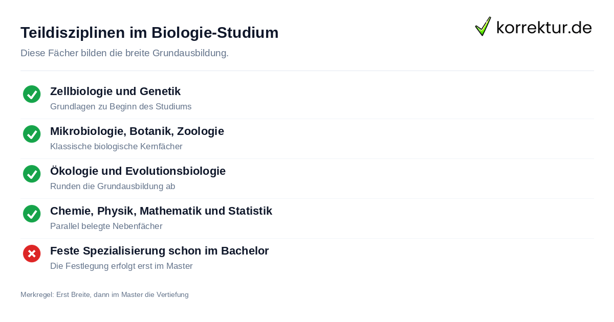 Teildisziplinen im Biologie-Studium Biologie studieren: zentrale Teildisziplinen im Studium