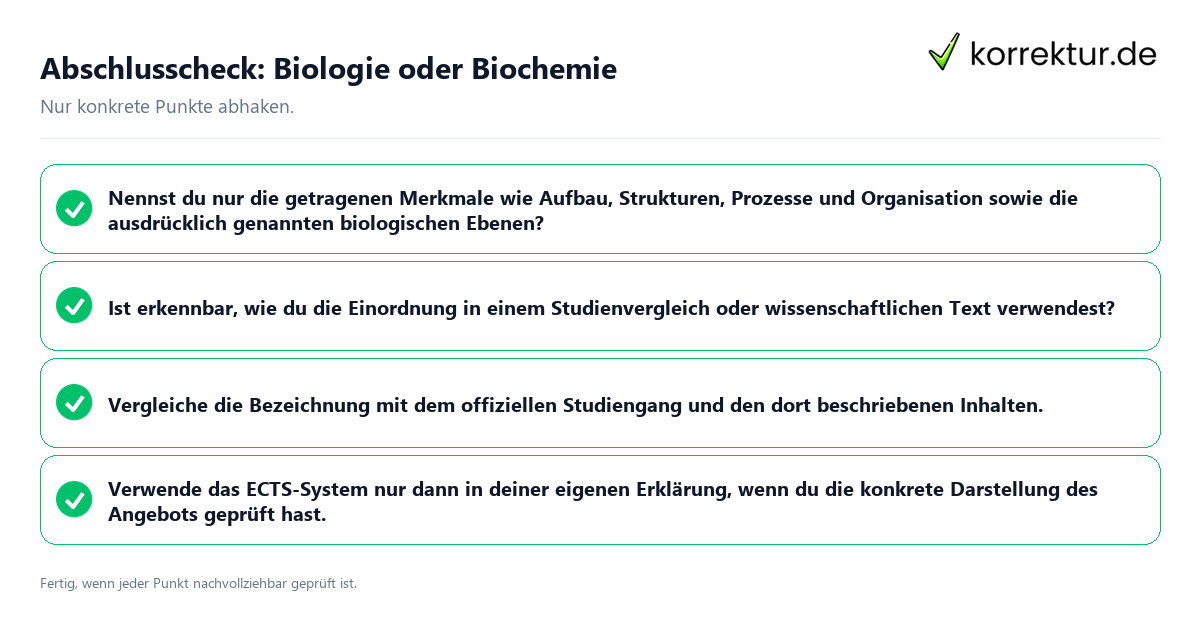 Konkreter Abschlusscheck zu Biologie oder Biochemie