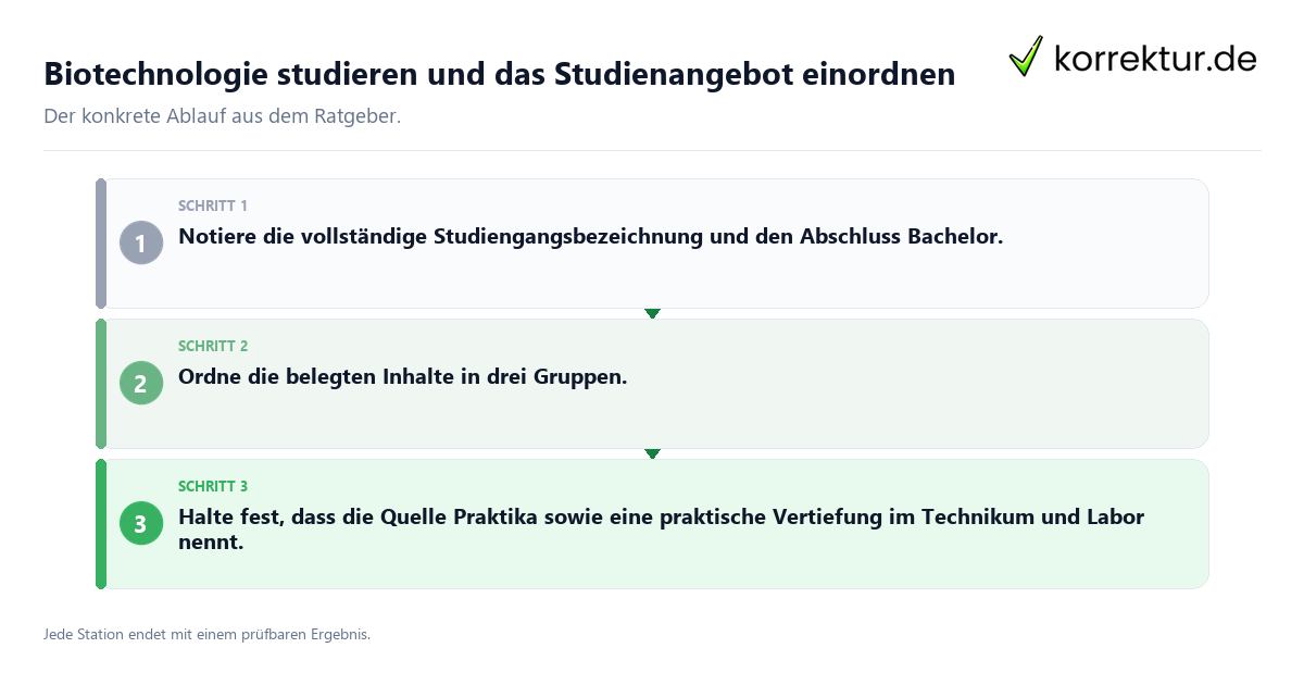 Konkrete Schritte zu Biotechnologie studieren und das Studienangebot einordnen