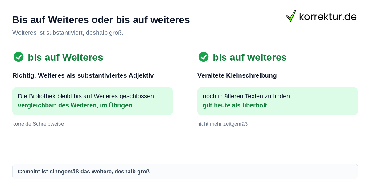 Bis auf Weiteres groß oder klein schreiben, richtig ist Großschreibung