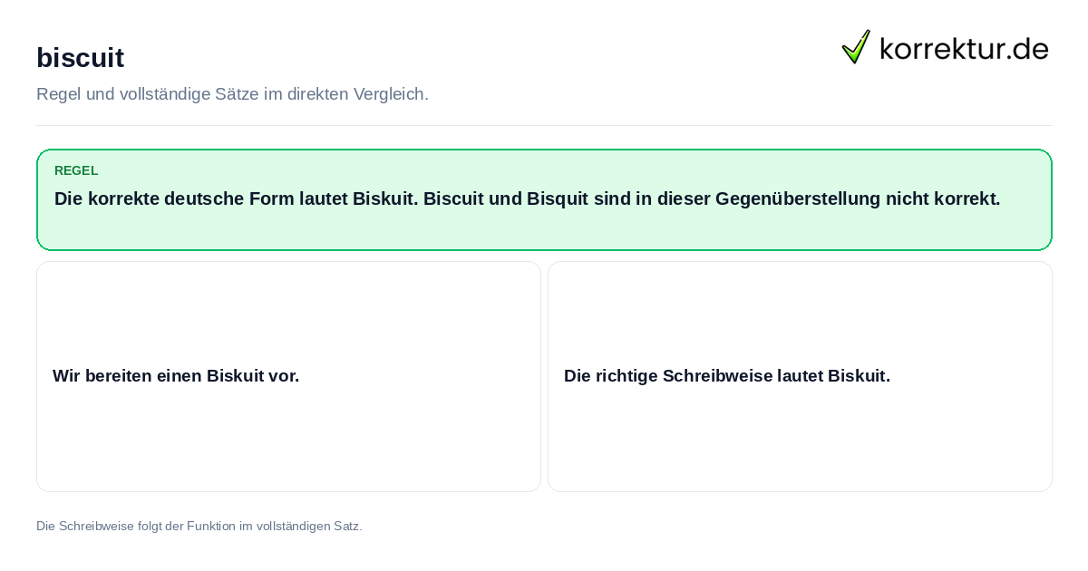 biscuit Konkrete Regel und vollständige Beispielsätze zu biscuit