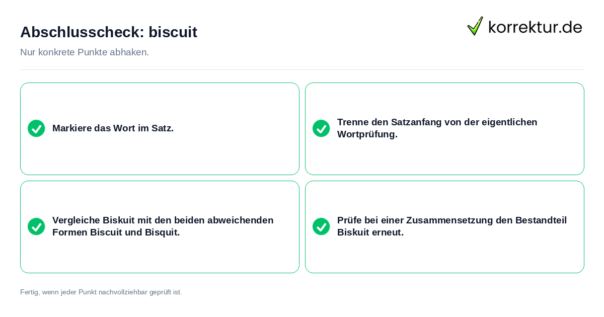 Abschlusscheck: biscuit Konkreter Abschlusscheck zu biscuit