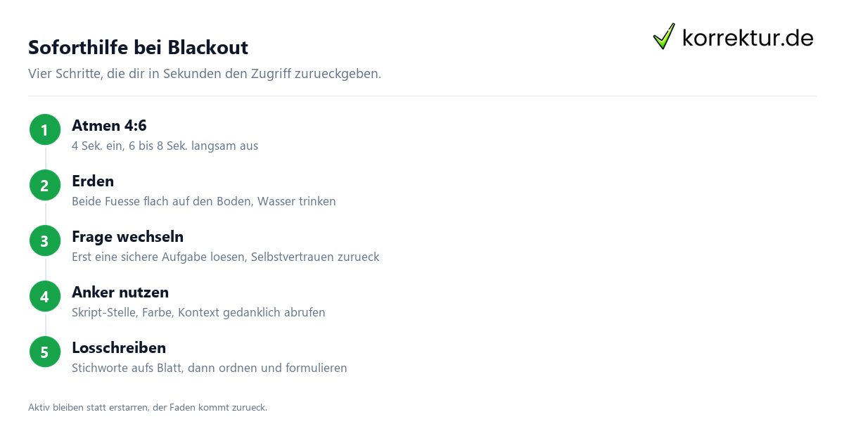 Soforthilfe bei Blackout Blackout in der Prüfung: Soforthilfe in 4 Schritten