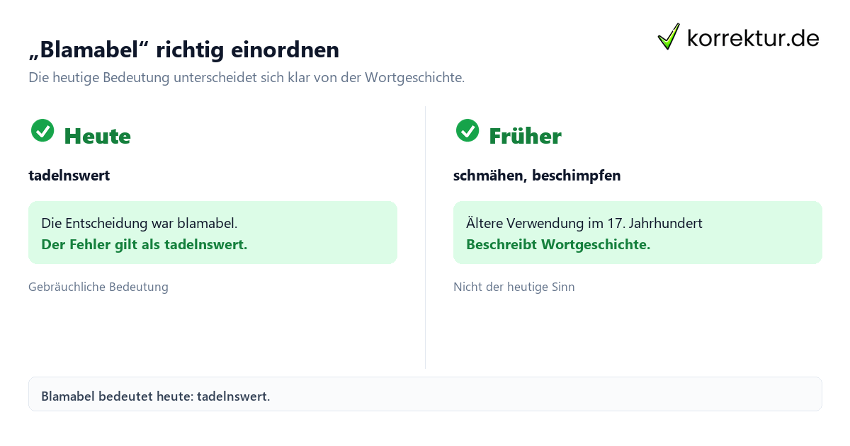 „Blamabel“ richtig einordnen Was bedeutet „blamabel“? Heutige und frühere Bedeutung