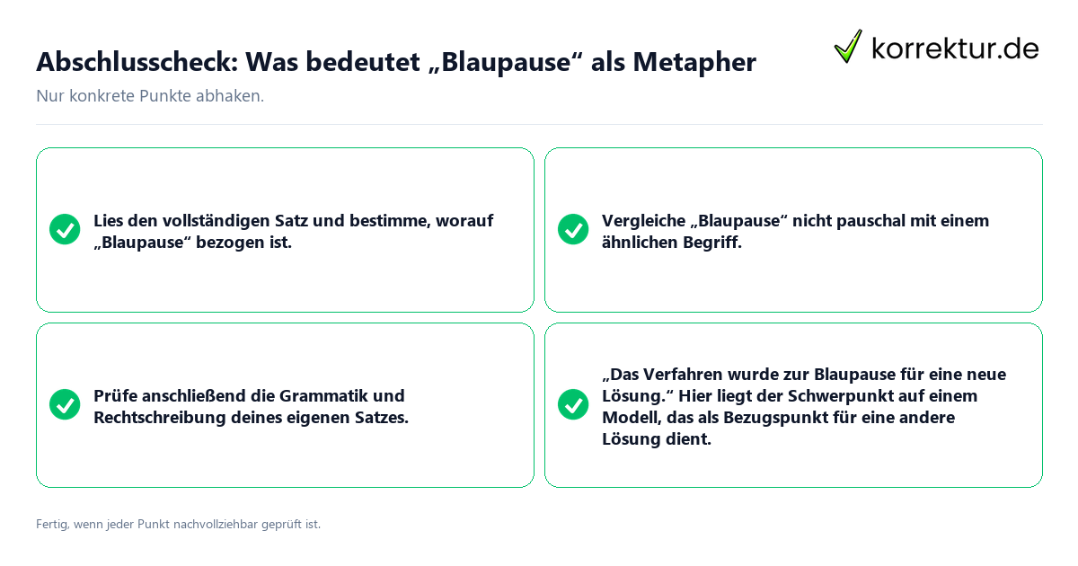 Konkreter Abschlusscheck zu Was bedeutet „Blaupause“ als Metapher