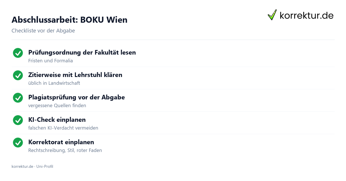 Abschlussarbeit BOKU Wien: Formalia, Zitierweise und Plagiatsprüfung vor der Abgabe