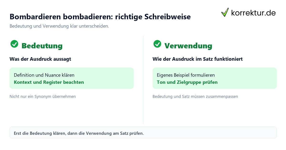 Bombardieren bombadieren: richtige Schreibweise Bombardieren bombadieren: richtige Schreibweise mit Bedeutung und passender Verwendung im Vergleich