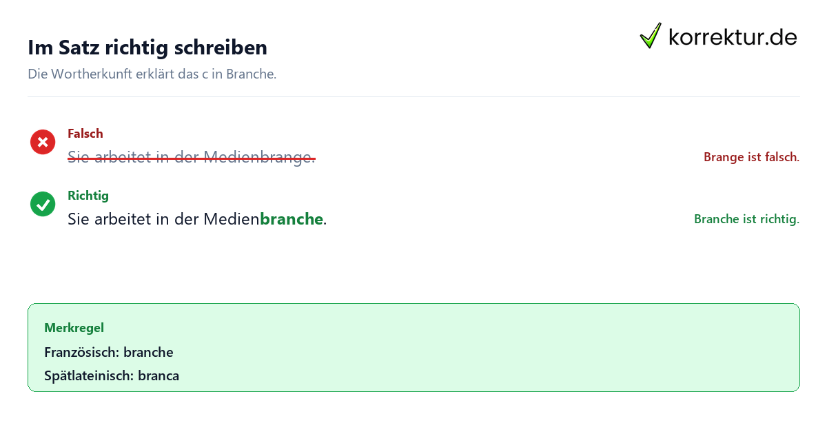 Im Satz richtig schreiben Branche oder Brange: richtige Schreibweise im Satz