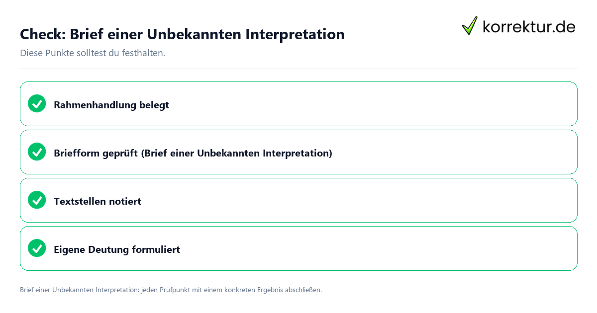 Brief einer Unbekannten Interpretation mit einer themenspezifischen Checkliste