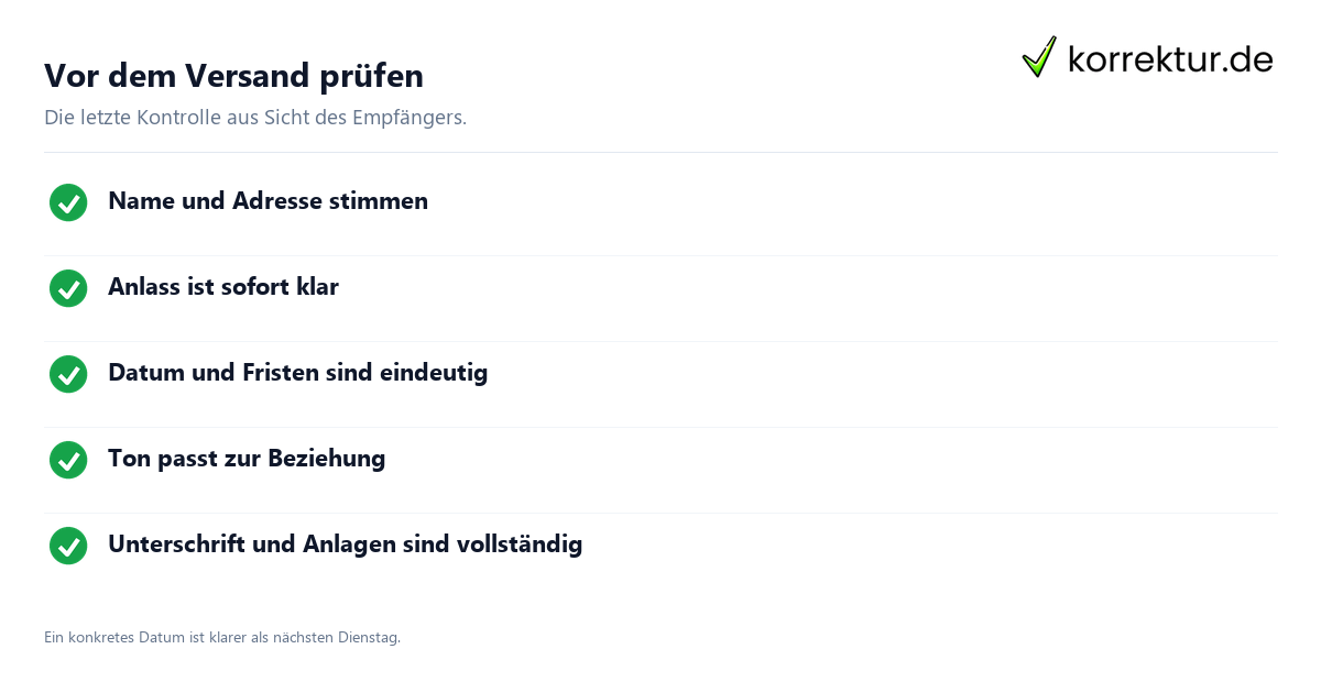 Brief schreiben Checkliste