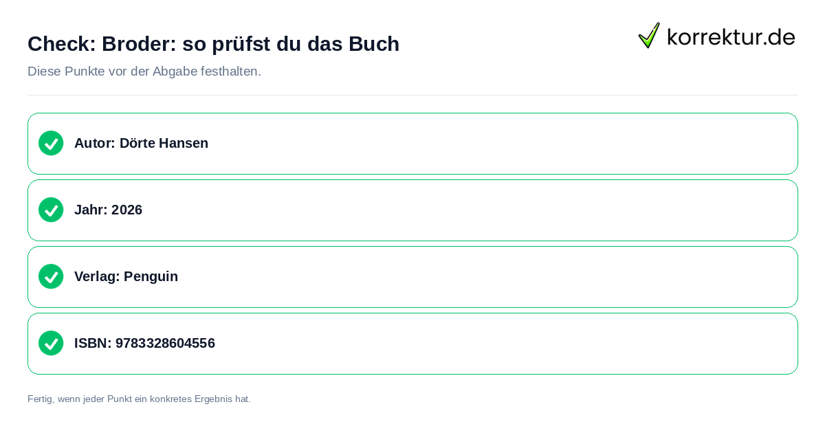Check: Broder: so prüfst du das Buch Broder: so prüfst du das Buch: Prüfliste mit vier Punkten