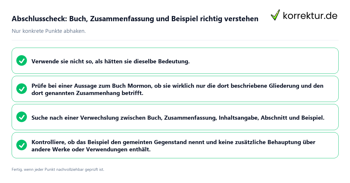 Konkreter Abschlusscheck zu Buch, Zusammenfassung und Beispiel richtig verstehen