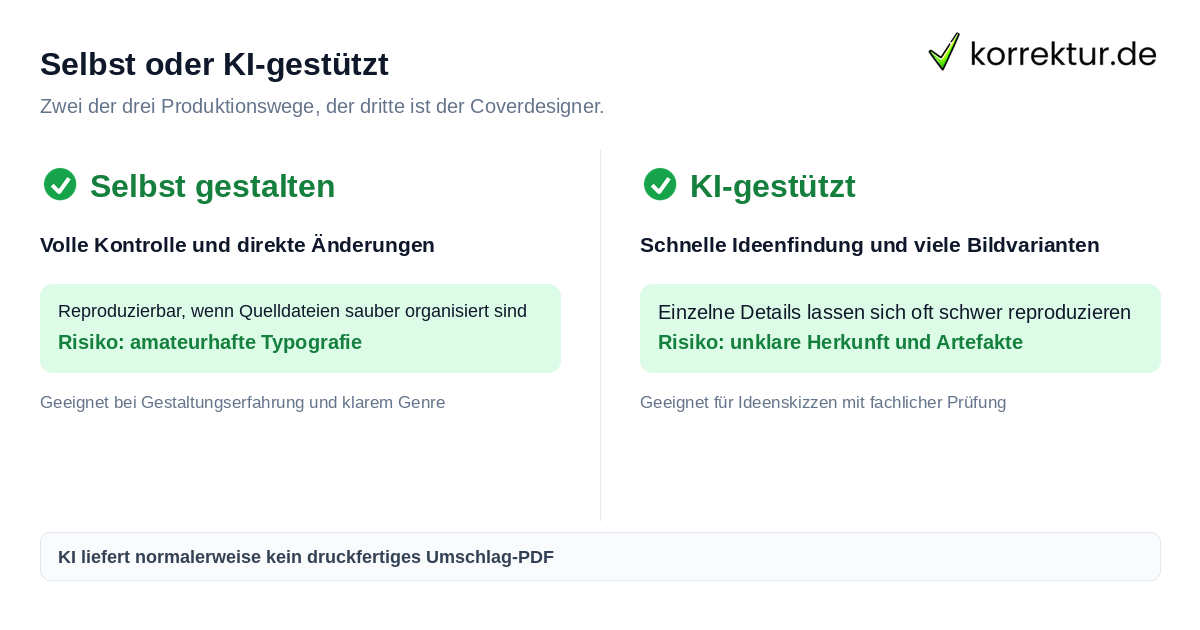 Buchcover selbst gestalten, KI nutzen oder Designer beauftragen im Vergleich