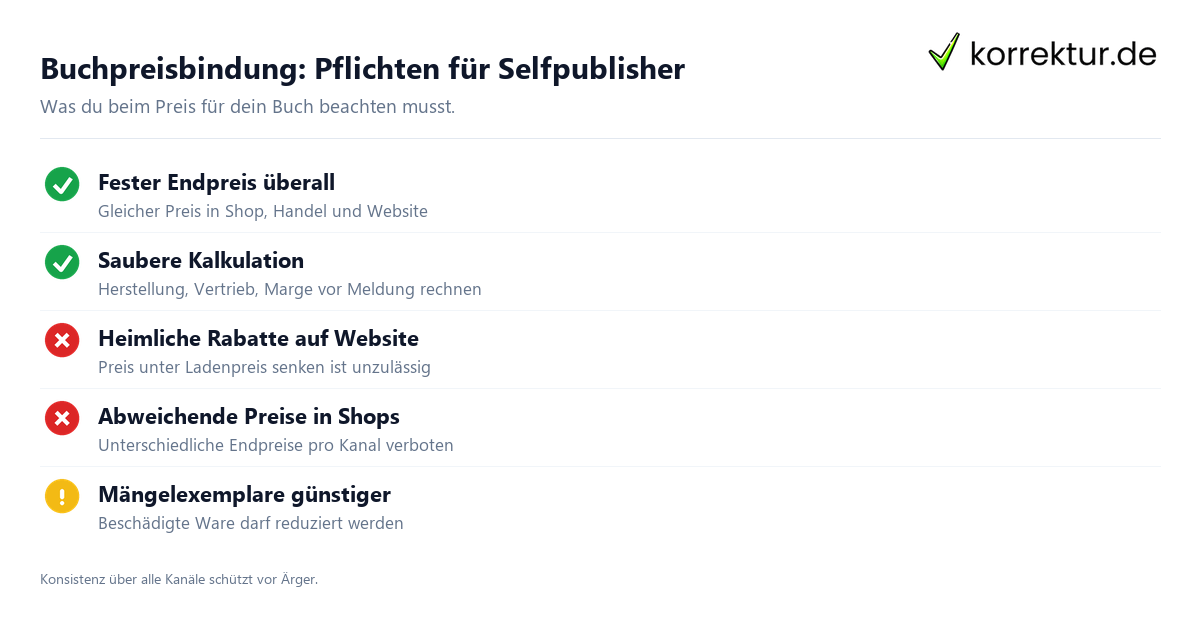 Buchpreisbindung: Pflichten für Selfpublisher Buchpreisbindung Regeln für Selfpublisher Checkliste