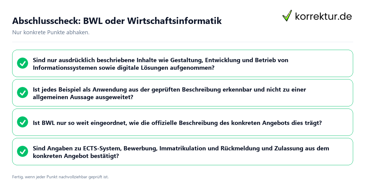 Abschlusscheck: BWL oder Wirtschaftsinformatik Konkreter Abschlusscheck zu BWL oder Wirtschaftsinformatik