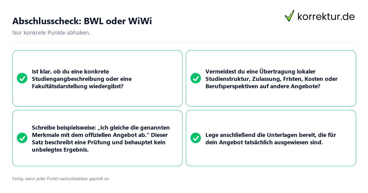 Abschlusscheck: BWL oder WiWi Konkreter Abschlusscheck zu BWL oder WiWi