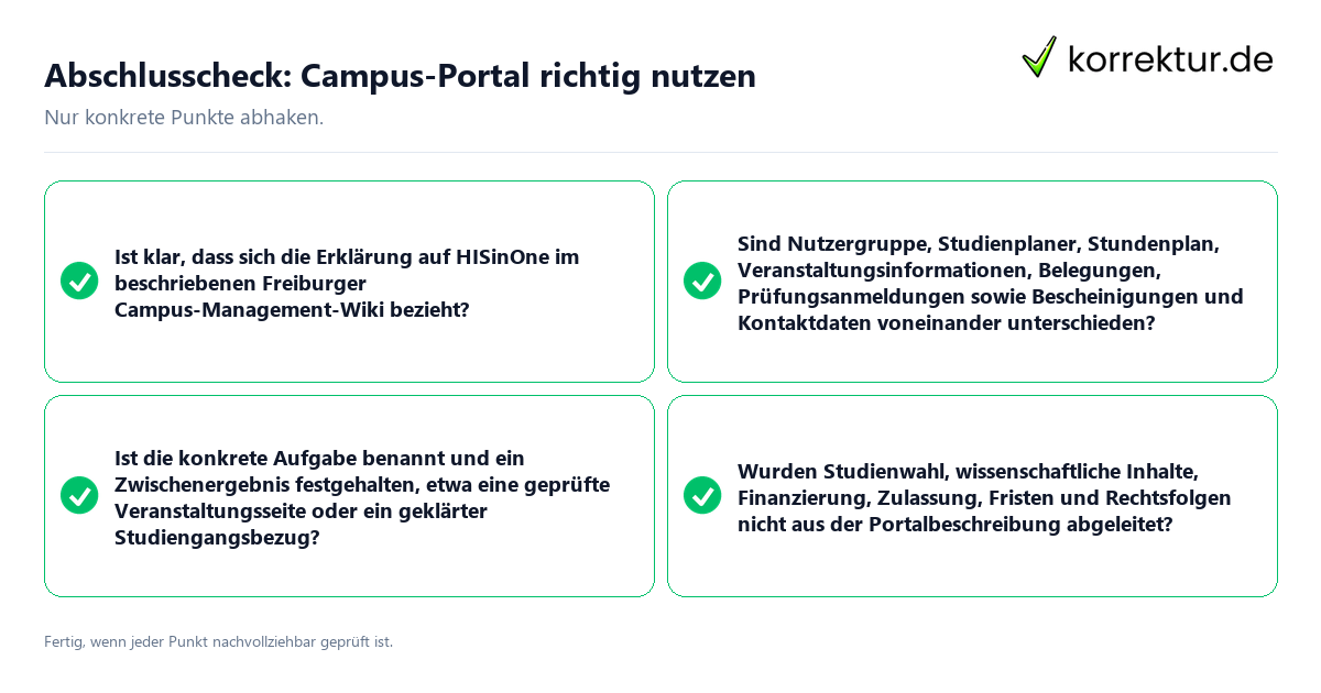 Abschlusscheck: Campus-Portal richtig nutzen Konkreter Abschlusscheck zu Campus-Portal richtig nutzen