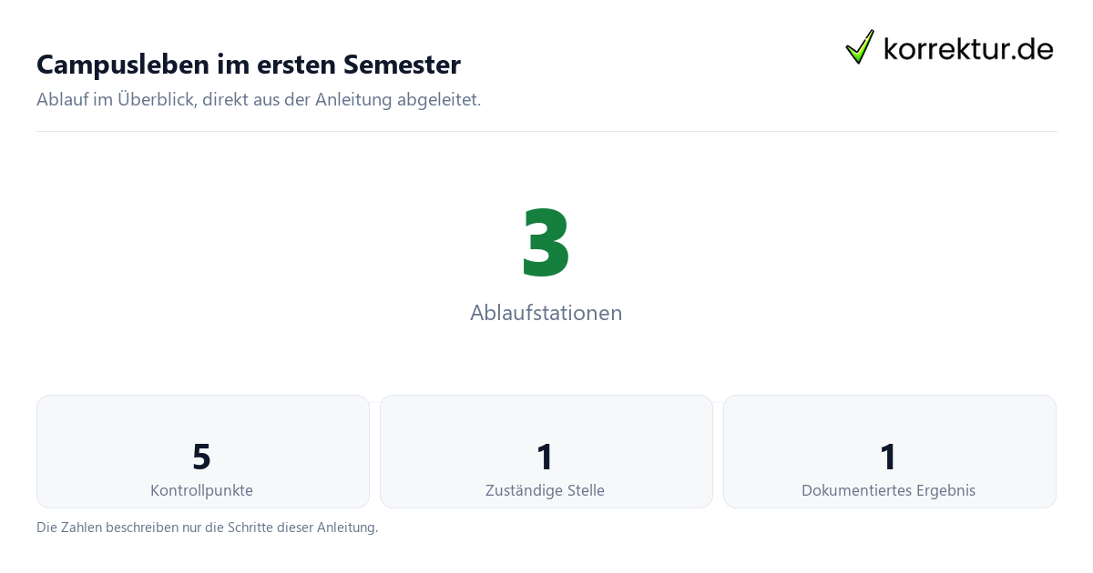 Campusleben im ersten Semester Campusleben im ersten Semester mit der Anzahl von Ablaufstationen und Kontrollpunkten
