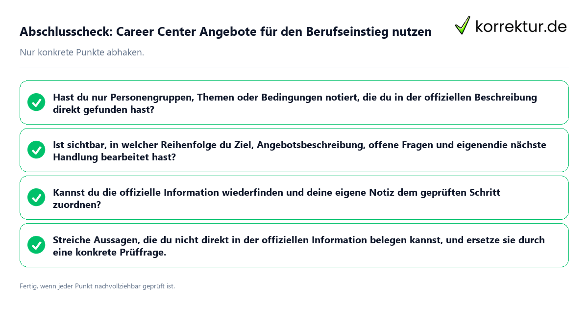Konkreter Abschlusscheck zu Career Center Angebote für den Berufseinstieg nutzen