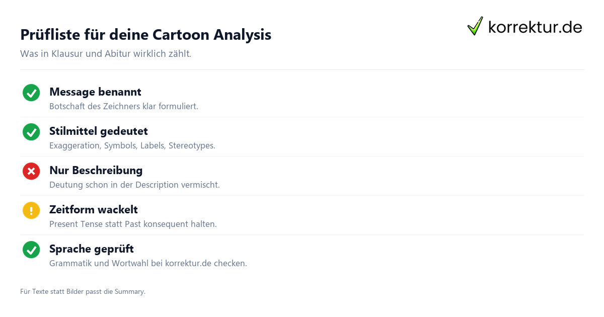 Cartoon Analysis: Stilmittel exaggeration, symbol, label deuten