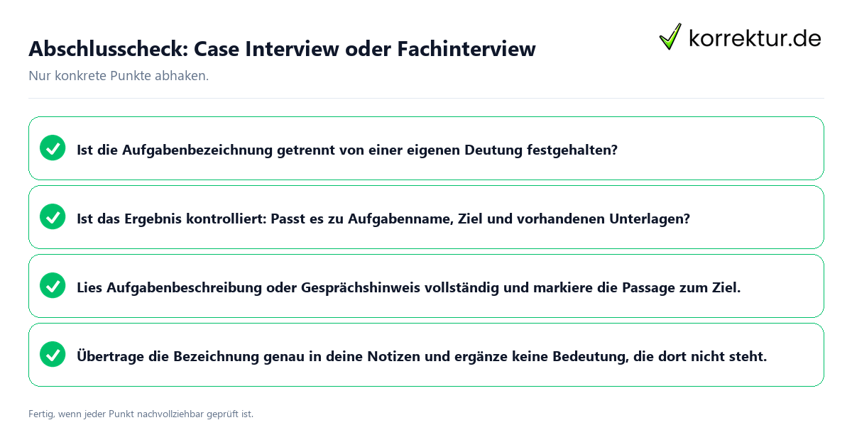Abschlusscheck: Case Interview oder Fachinterview Konkreter Abschlusscheck zu Case Interview oder Fachinterview