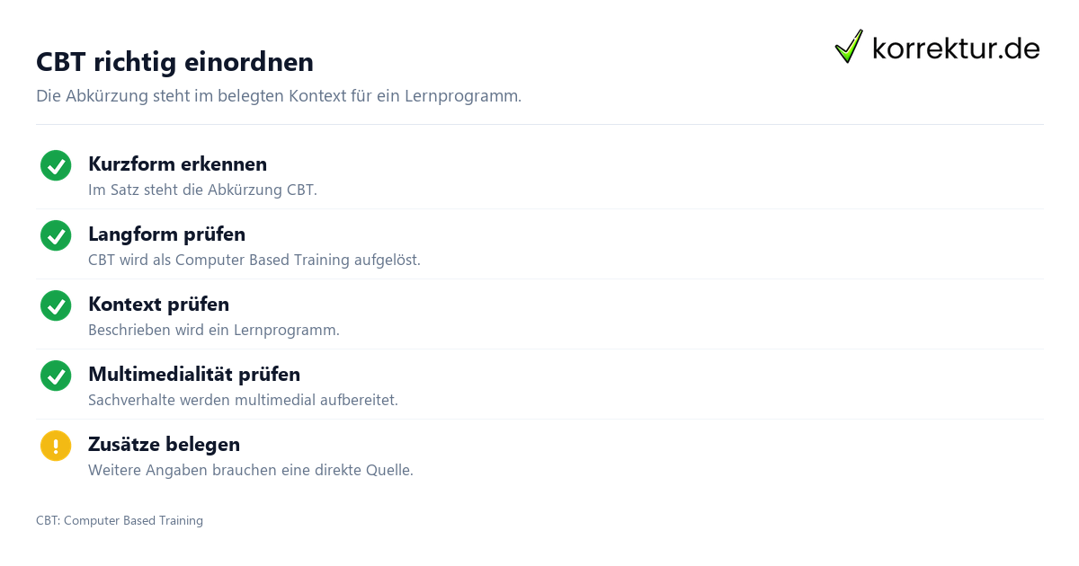 CBT richtig einordnen CBT: Bedeutung der Abkürzung richtig prüfen