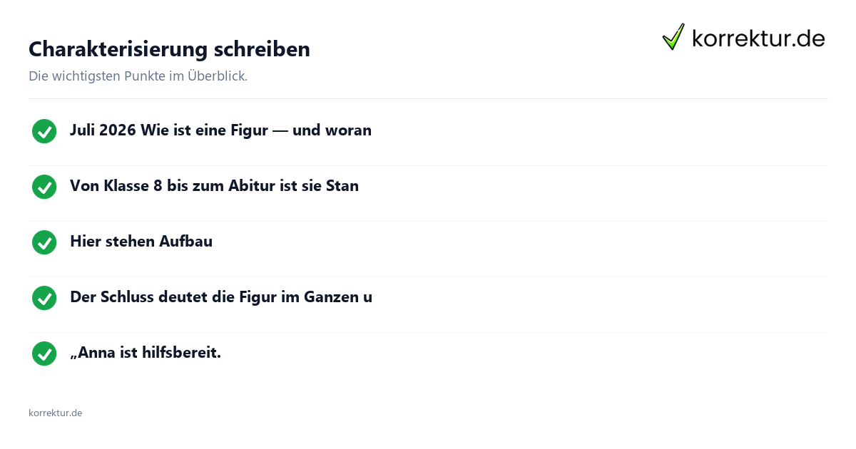 Charakterisierung schreiben: aeussere und innere Merkmale einer Figur