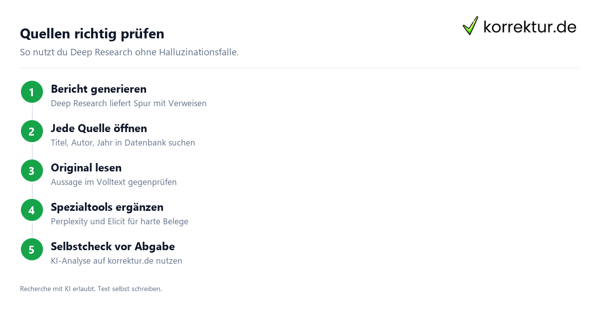Deep Research – der sichere Workflow Deep Research richtig nutzen: Ueberblick holen, Quellen selbst pruefen, zitieren